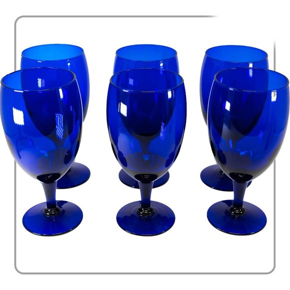 Cobalt Blue Glass Goblet (set of 6) - Picture 1 of 3